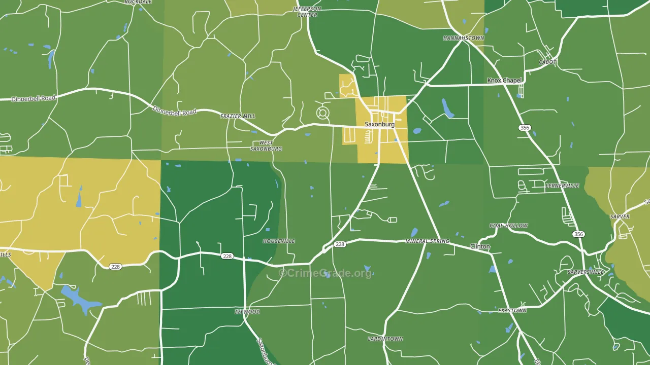 Saxonburg, PA Map of Vandalism Rates