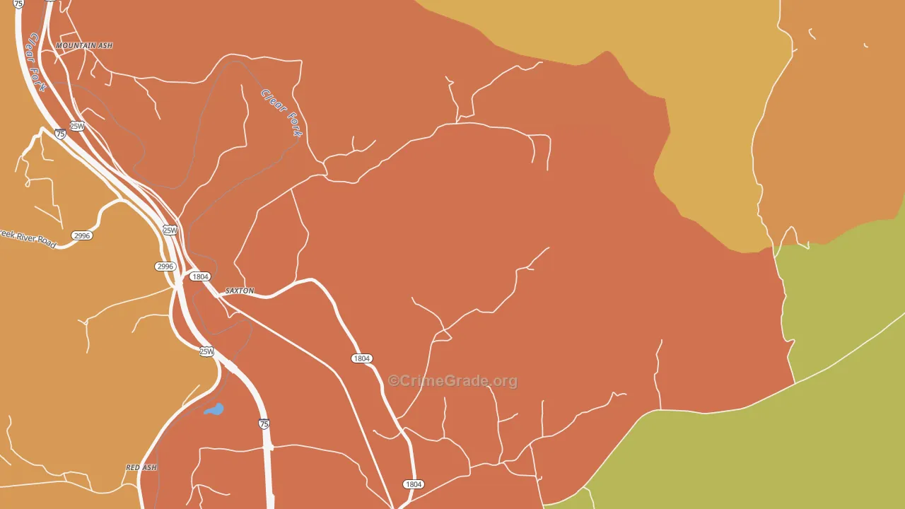 Saxton, KY Map of Vandalism Rates