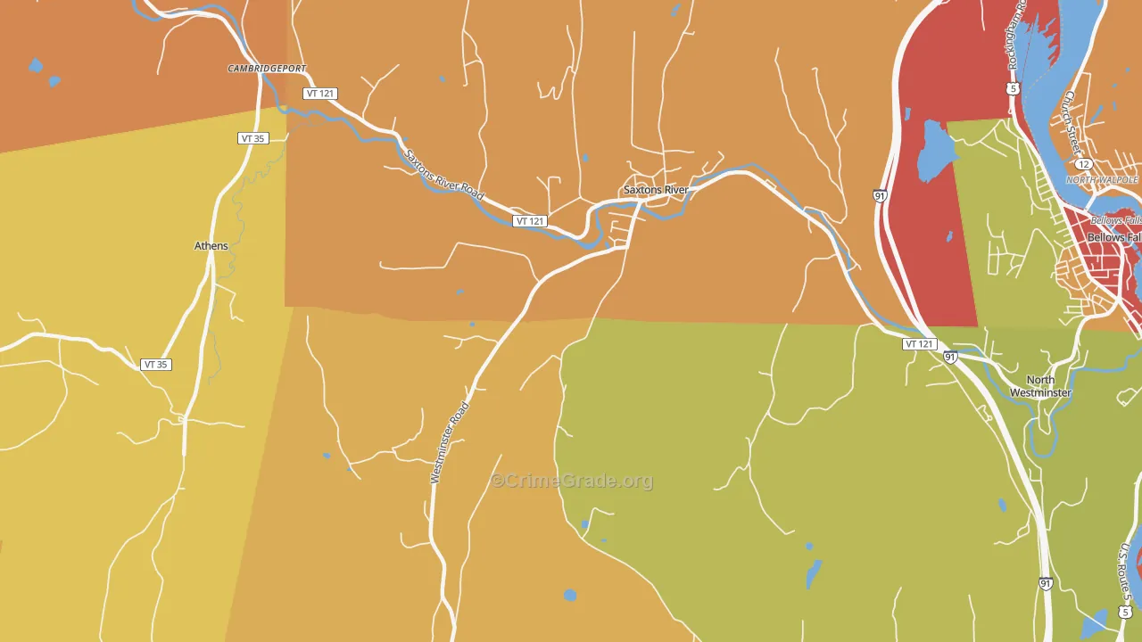 Saxtons River, VT Map of Vandalism Rates