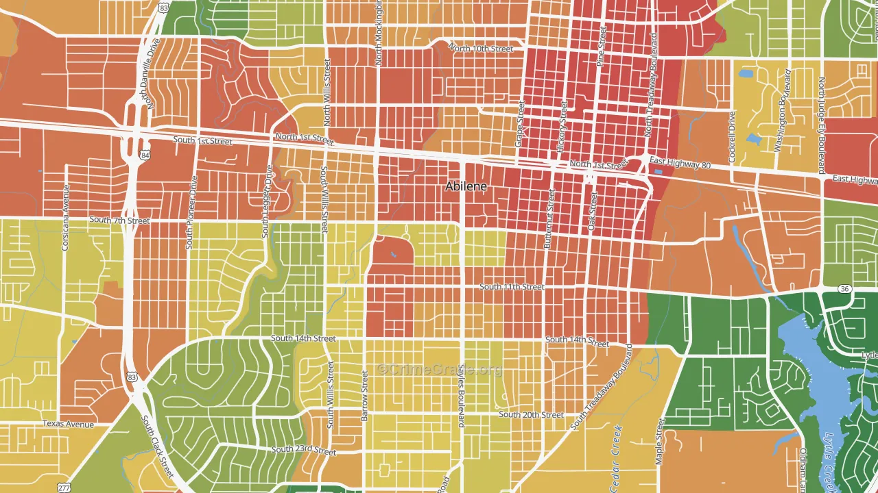 Sayles Boulevard Area, Abilene, TX Map of Vandalism Rates