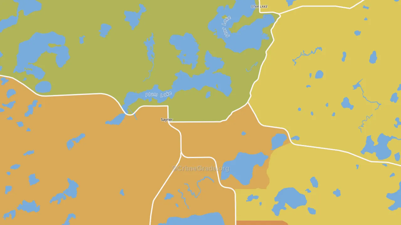 Sayner, WI Map of Vandalism Rates