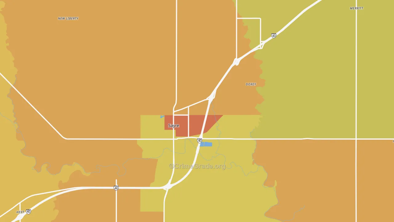 Sayre, OK Map of Vandalism Rates