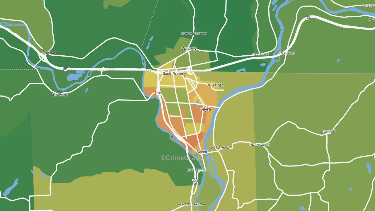 Sayre, PA Map of Vandalism Rates