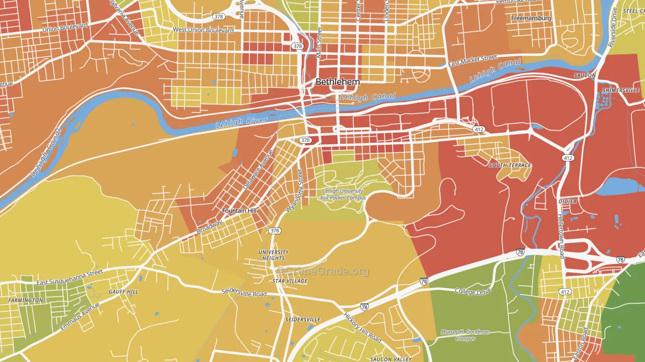 Sayre Park, Bethlehem, PA Map of Vandalism Rates