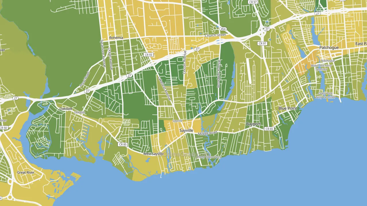 Sayville, NY Map of Vandalism Rates