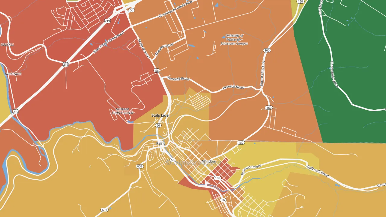 Scalp Level, PA Map of Vandalism Rates