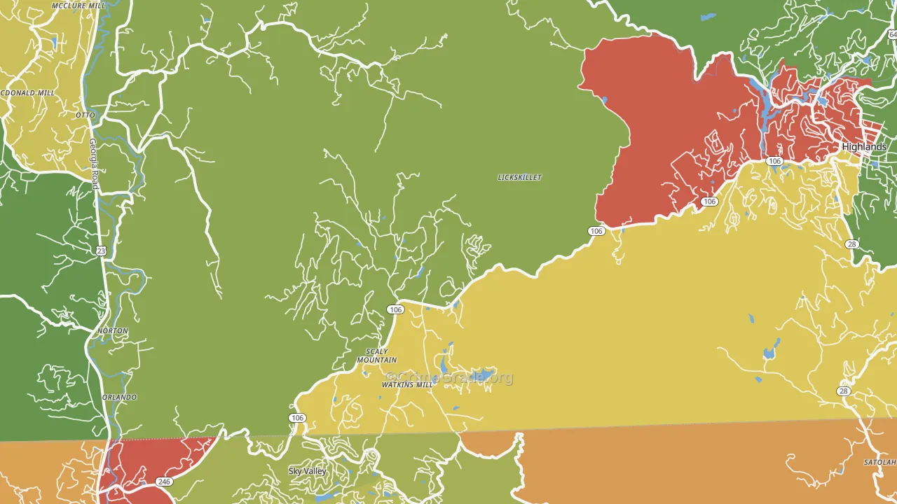 Scaly Mountain, NC Map of Vandalism Rates
