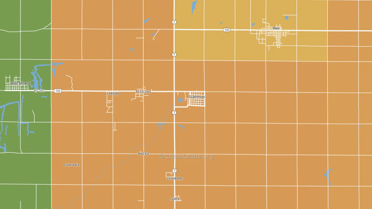 Scammon, KS Map of Vandalism Rates