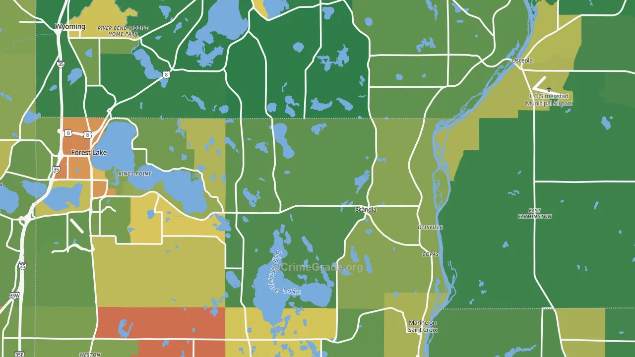 Scandia, MN Map of Vandalism Rates