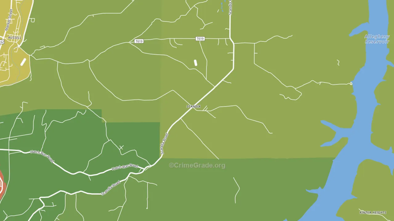 Scandia, PA Map of Vandalism Rates