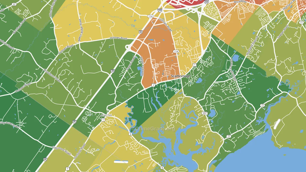 Scarborough, ME Map of Vandalism Rates