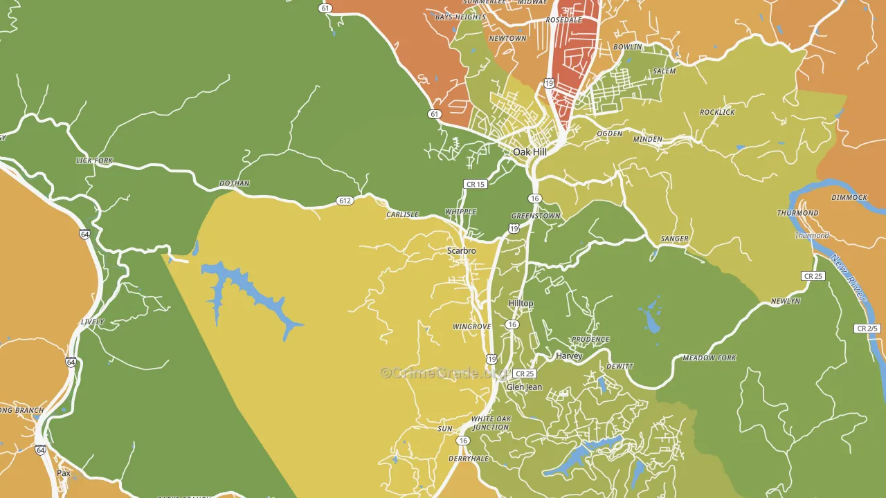 Scarbro, WV Map of Vandalism Rates