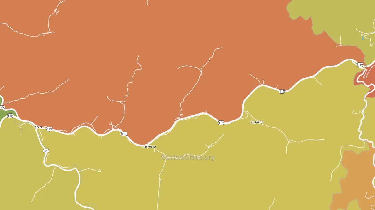 Scarlet, WV Map of Vandalism Rates
