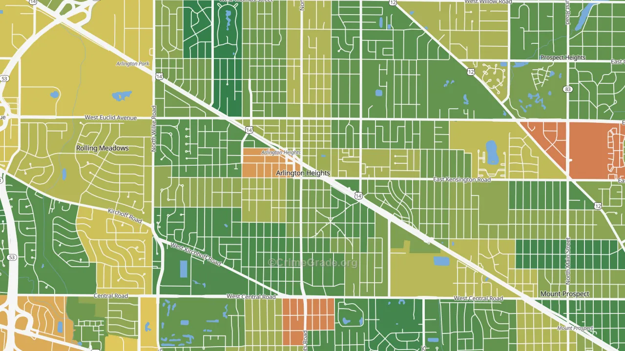 Scarsdale, Arlington Heights, IL Map of Vandalism Rates