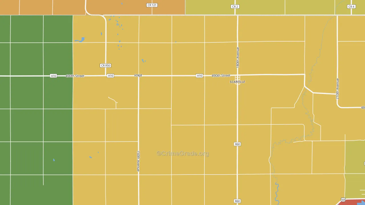 Scarville, IA Map of Vandalism Rates
