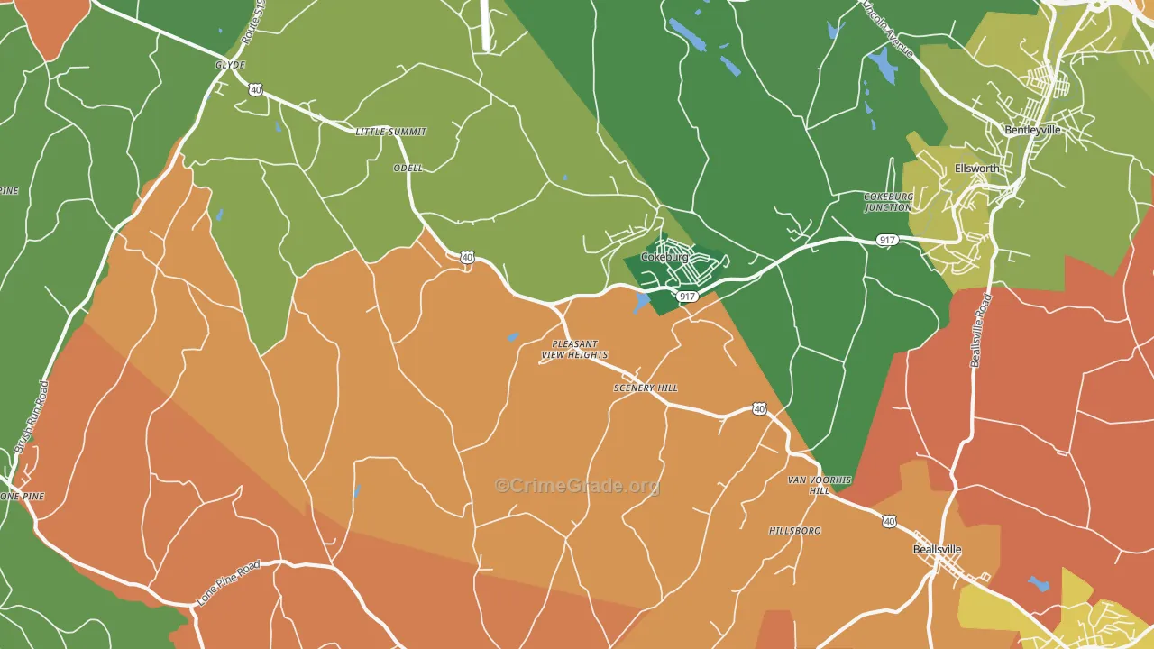 Scenery Hill, PA Map of Vandalism Rates