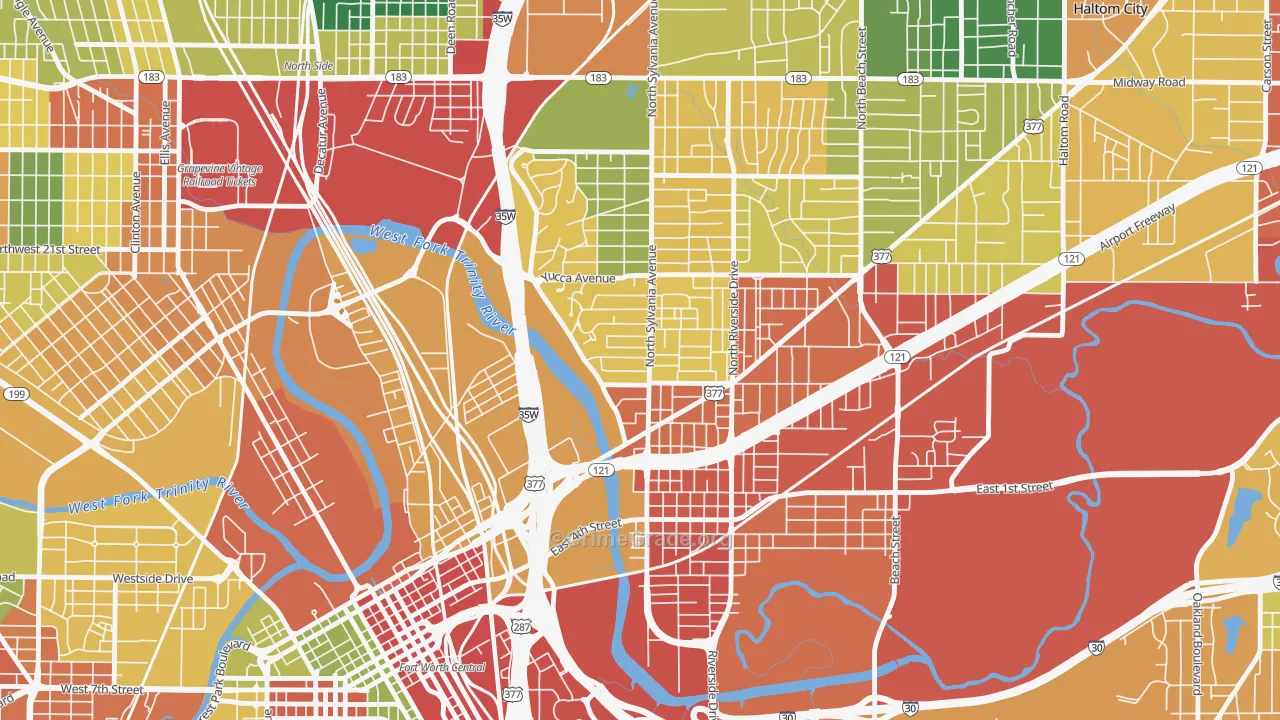 Scenic Bluff, Fort Worth, TX Map of Vandalism Rates