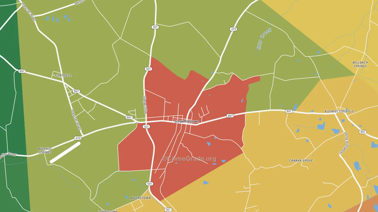 Schaefferstown, PA Map of Vandalism Rates