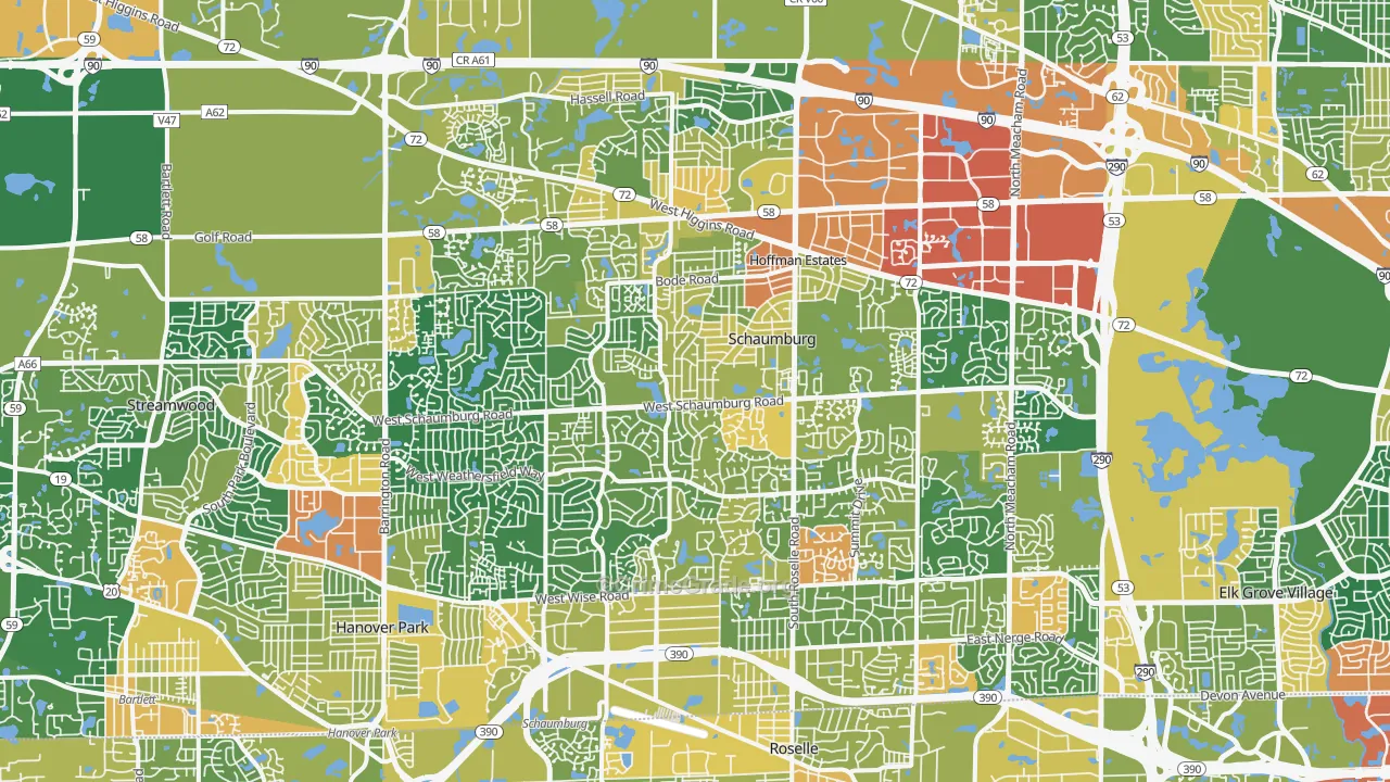 Schaumburg, IL Map of Vandalism Rates