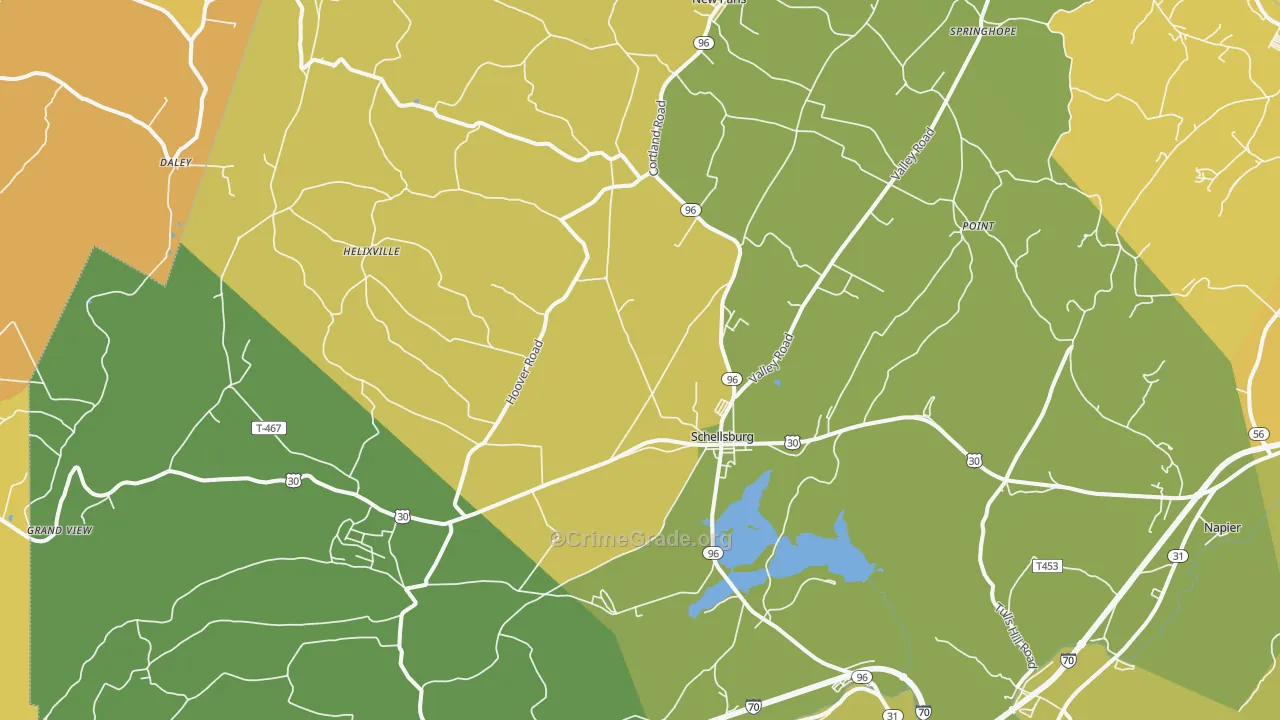 Schellsburg, PA Map of Vandalism Rates