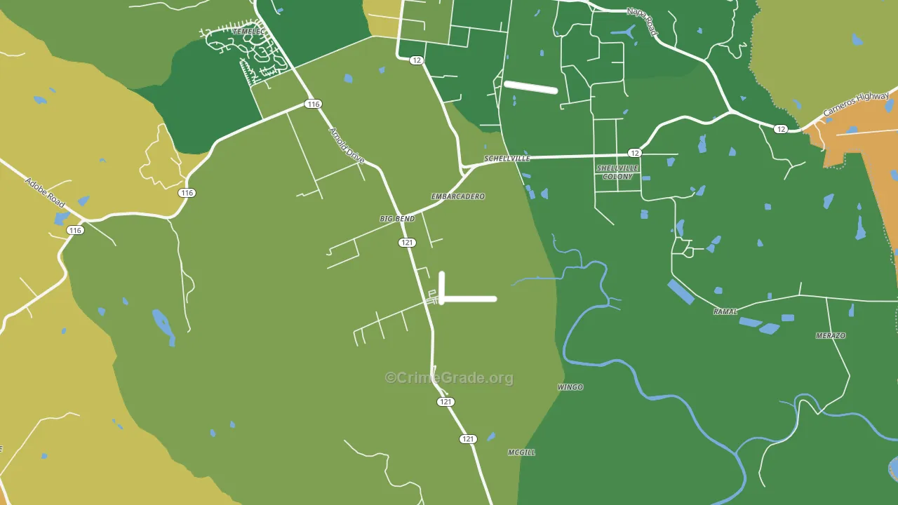 Schellville, CA Map of Vandalism Rates