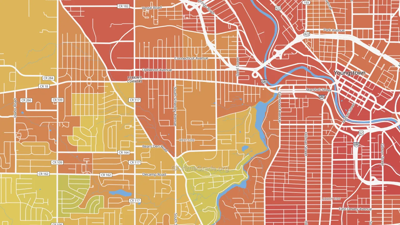 Schenley, Youngstown, OH Map of Vandalism Rates