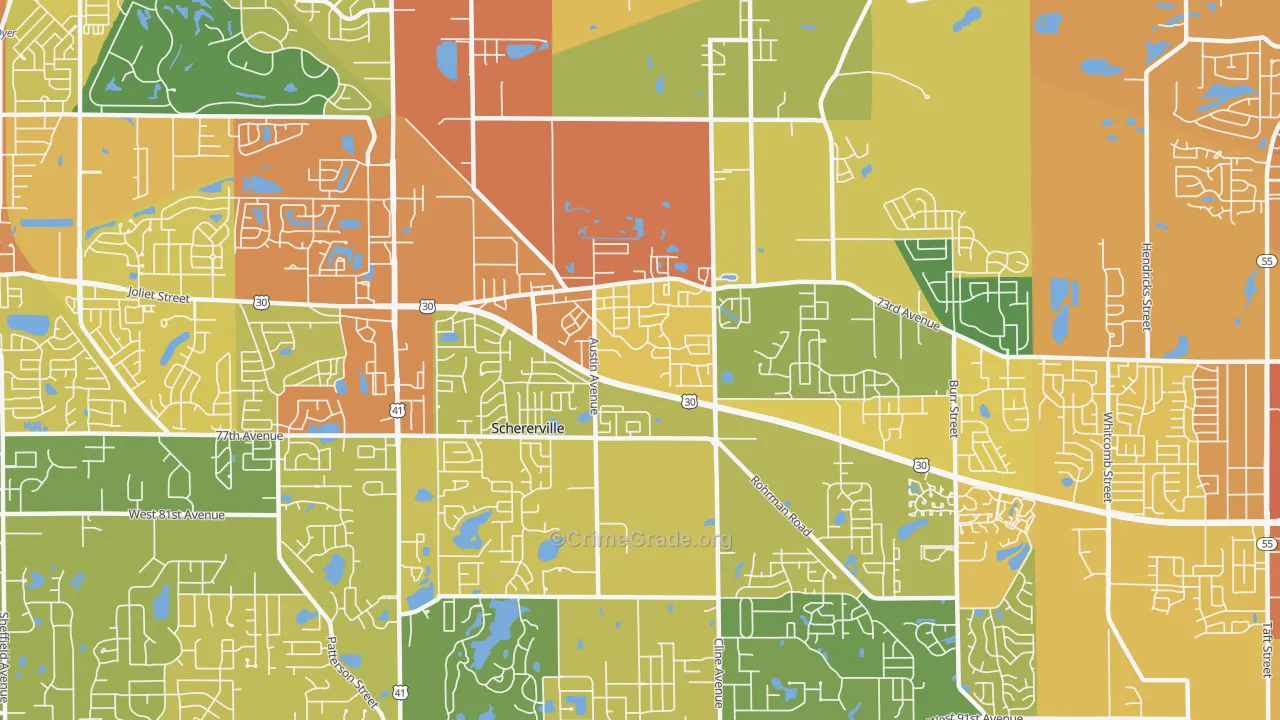 Schererville, IN Map of Vandalism Rates