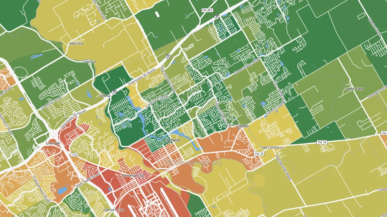Schertz, TX Map of Vandalism Rates