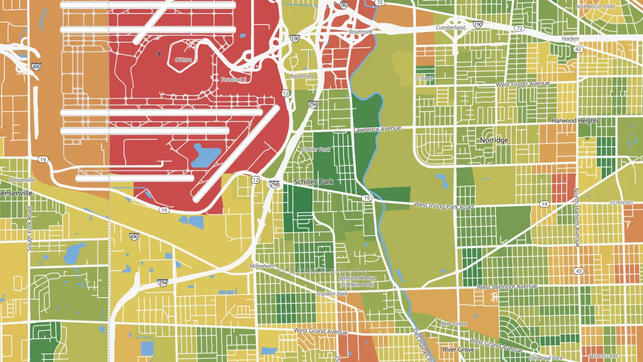 Schiller Park, IL Map of Vandalism Rates