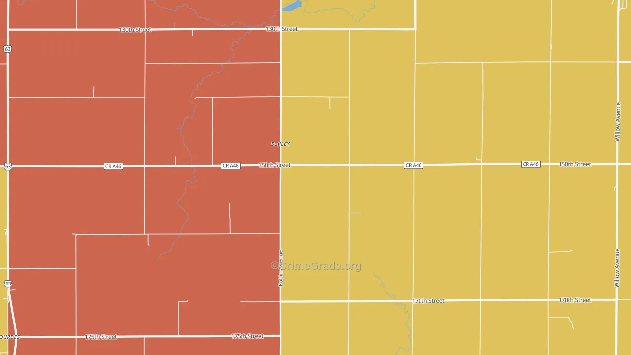 Schley, IA Map of Vandalism Rates