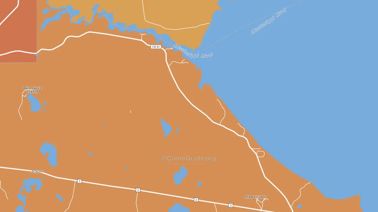 Schley, MN Map of Vandalism Rates