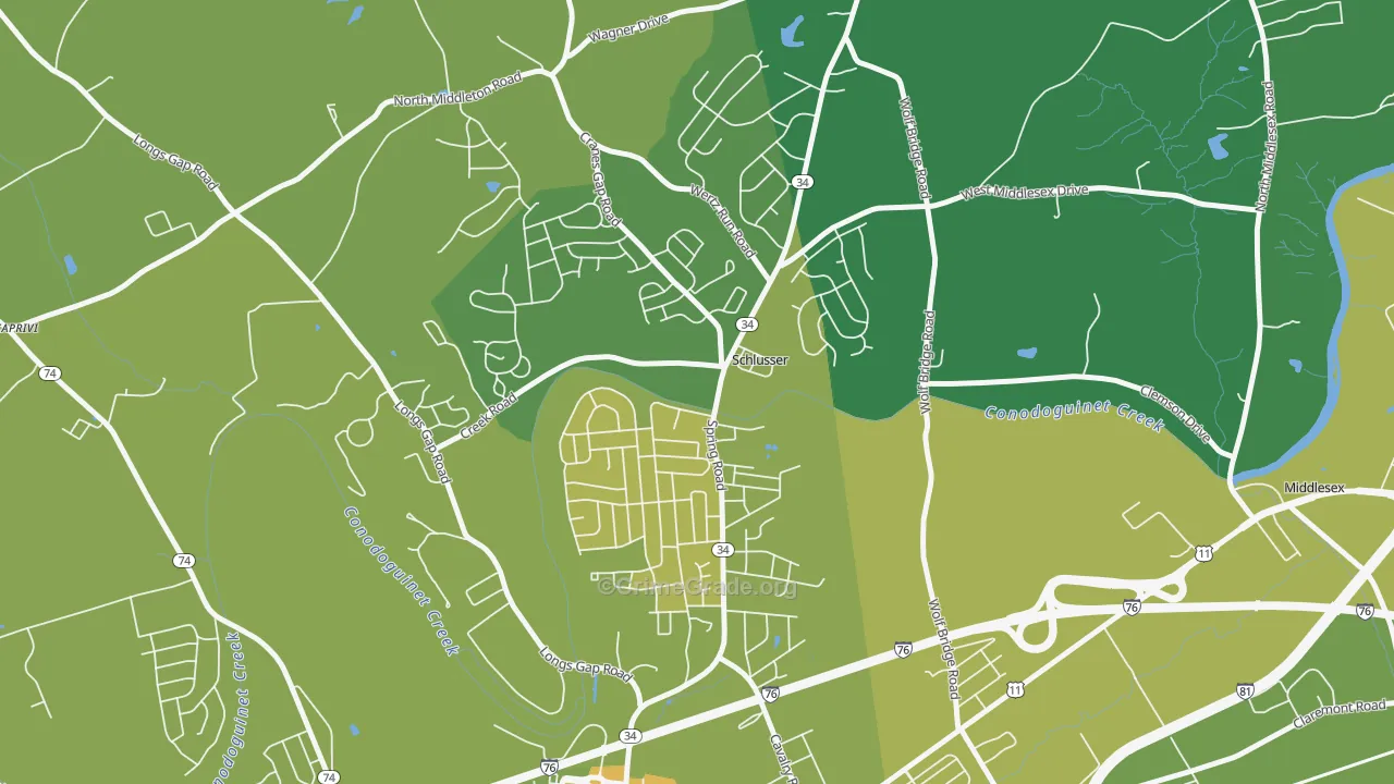 Schlusser, PA Map of Vandalism Rates