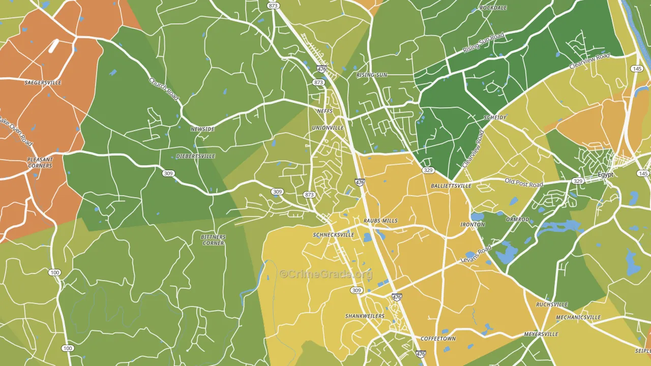 Schnecksville, PA Map of Vandalism Rates