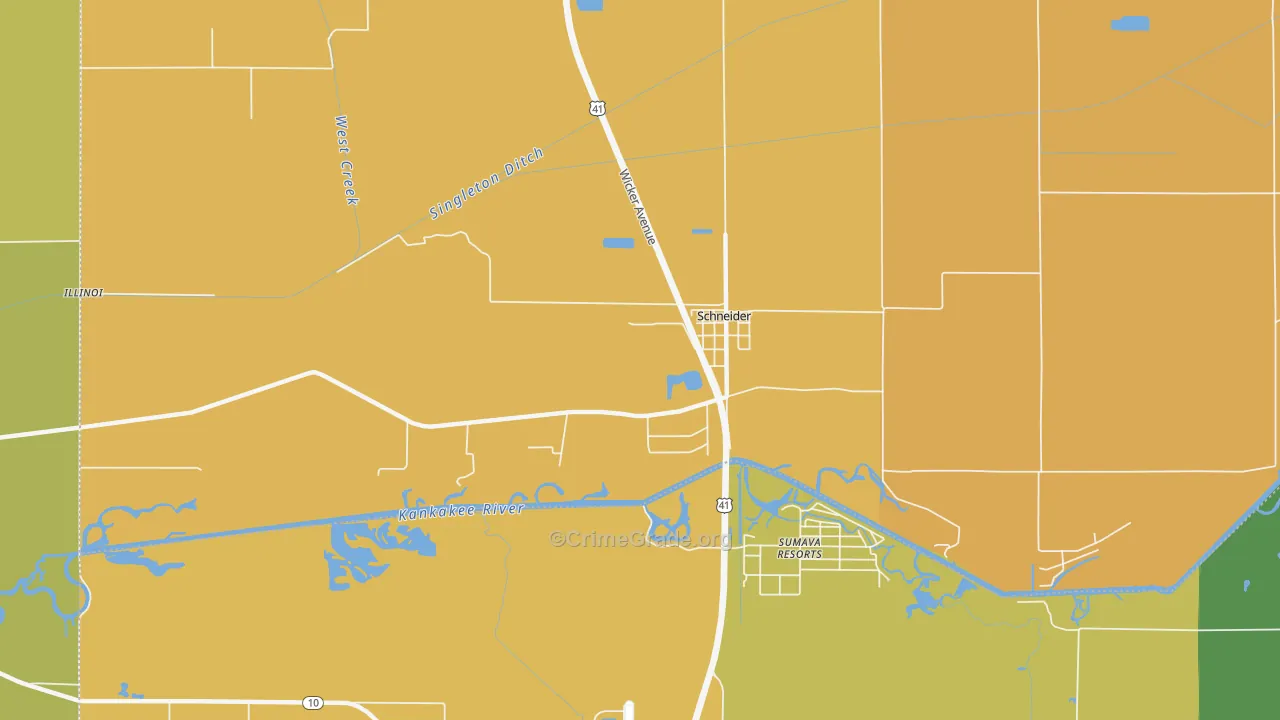 Schneider, IN Map of Vandalism Rates