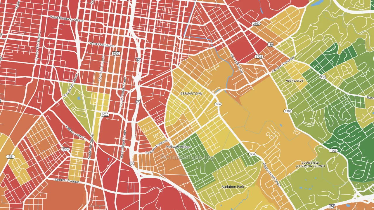 Schnitzelburg, Louisville, KY Map of Vandalism Rates