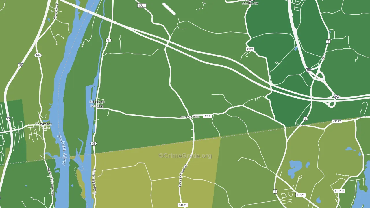 Schodack Landing, NY Map of Vandalism Rates