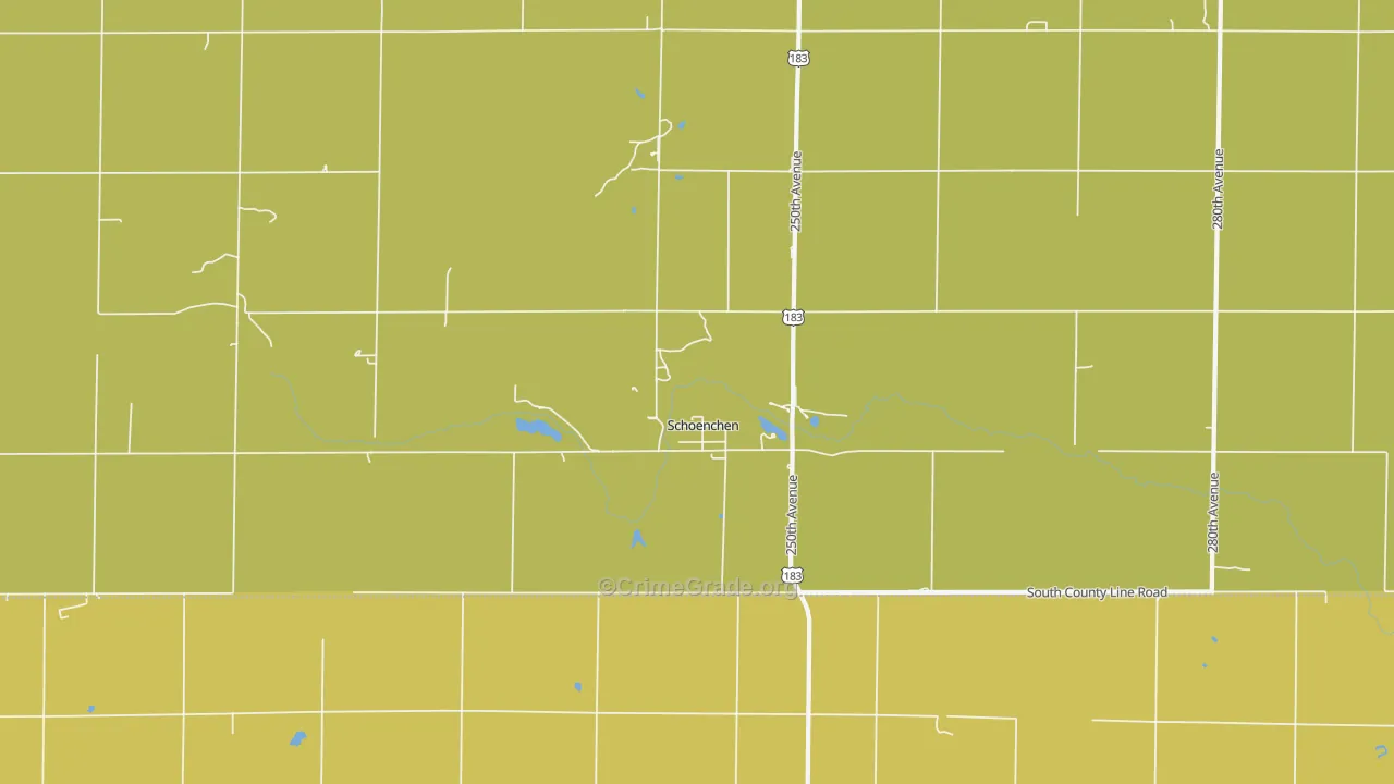 Schoenchen, KS Map of Vandalism Rates
