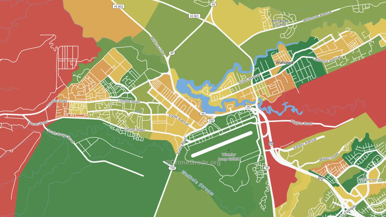 Schofield Barracks, HI Map of Vandalism Rates