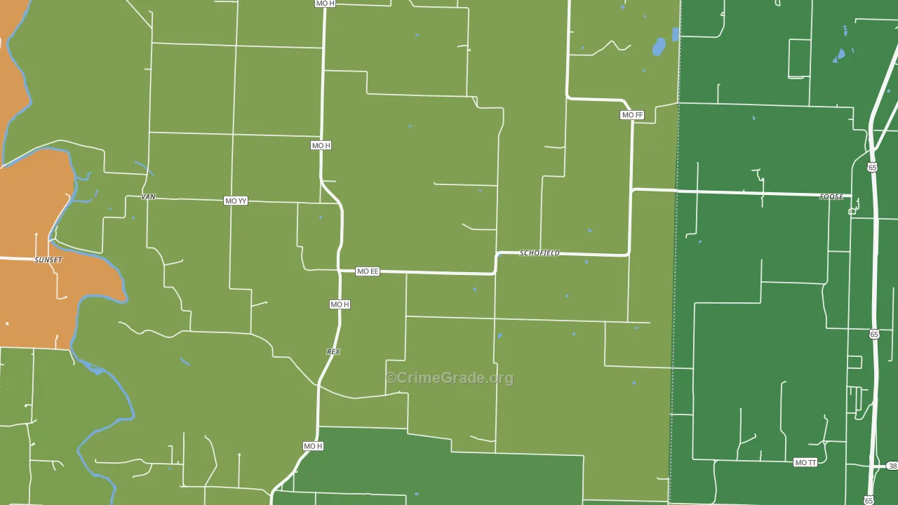 Schofield, MO Map of Vandalism Rates