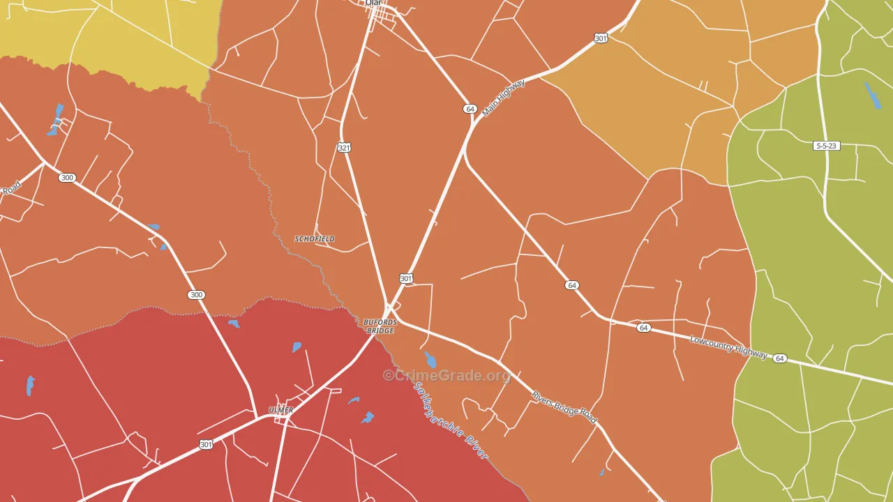 Schofield, SC Map of Vandalism Rates