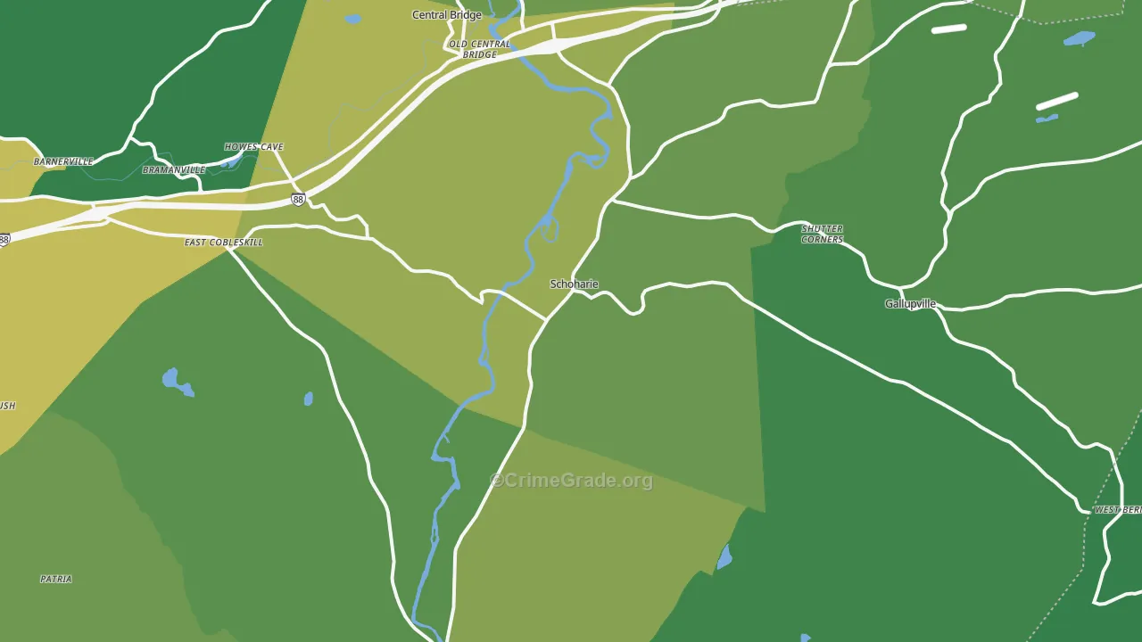 Schoharie, NY Map of Vandalism Rates