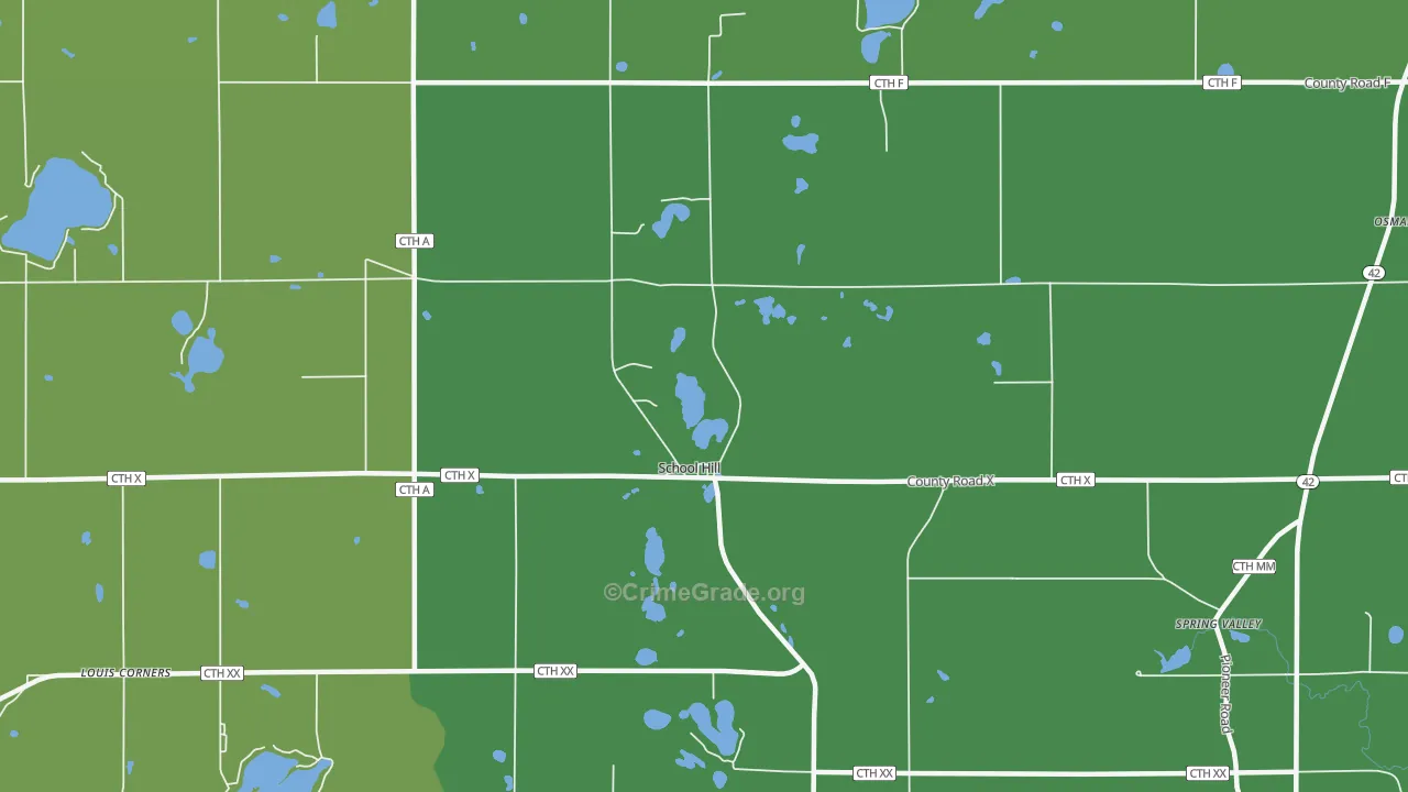 School Hill, WI Map of Vandalism Rates