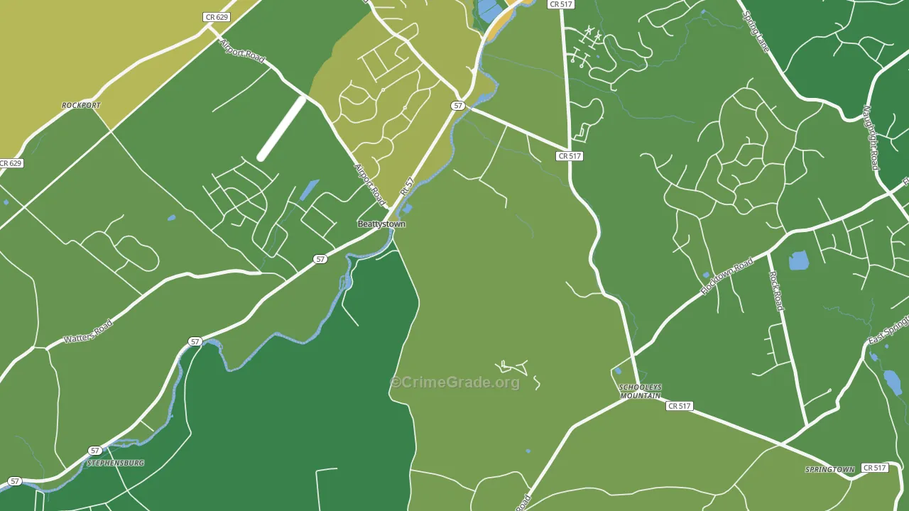Schooleys Mountain, NJ Map of Vandalism Rates