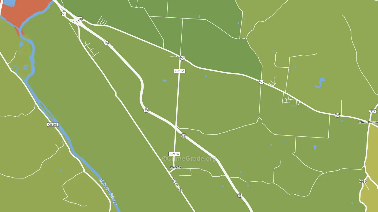 Schooleys, OH Map of Vandalism Rates