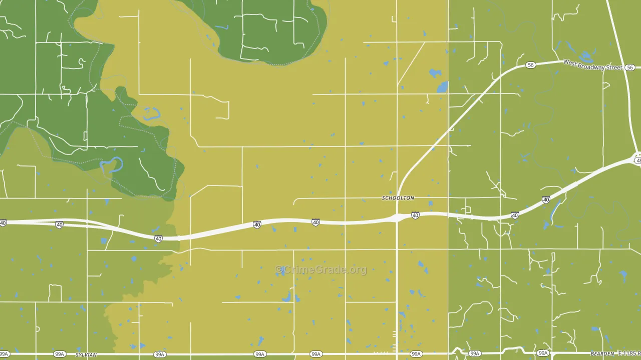 Schoolton, OK Map of Vandalism Rates