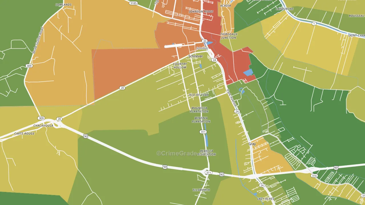 Schriever, LA Map of Vandalism Rates