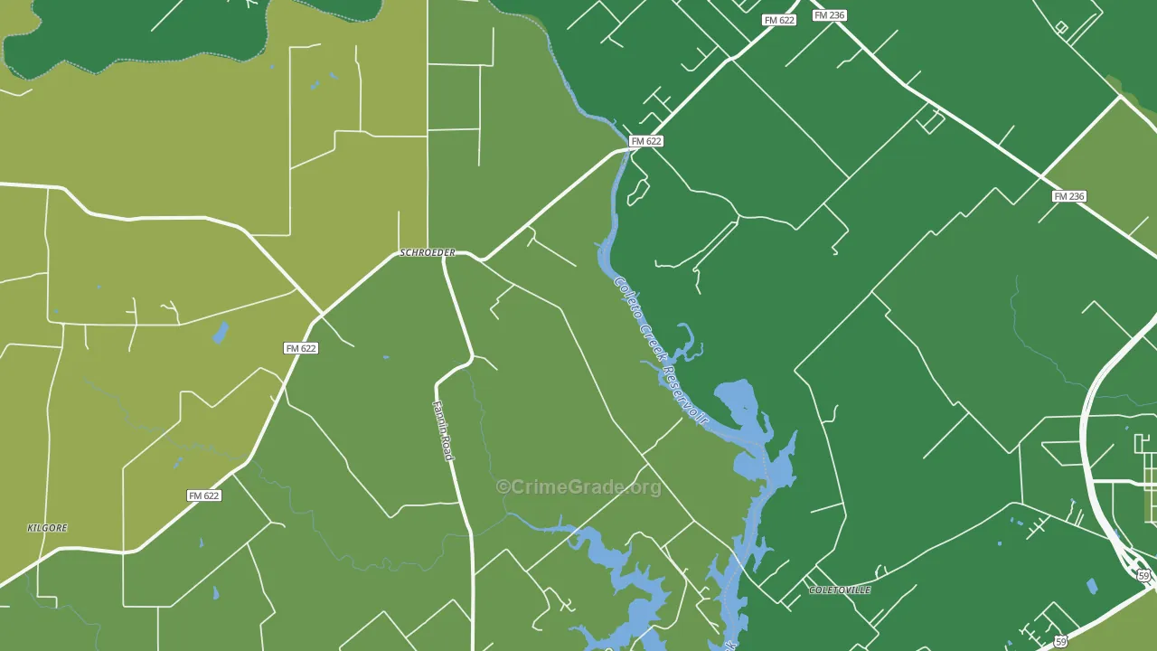 Schroeder, TX Map of Vandalism Rates