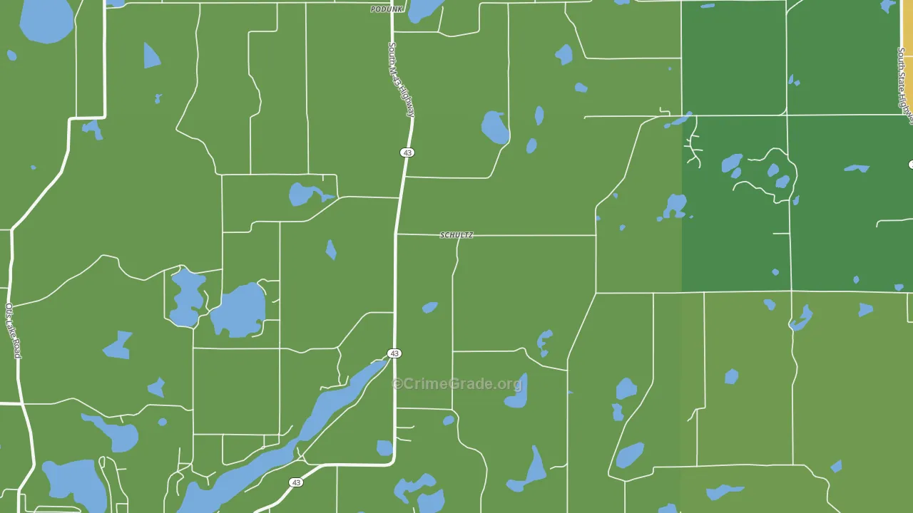 Schultz, MI Map of Vandalism Rates
