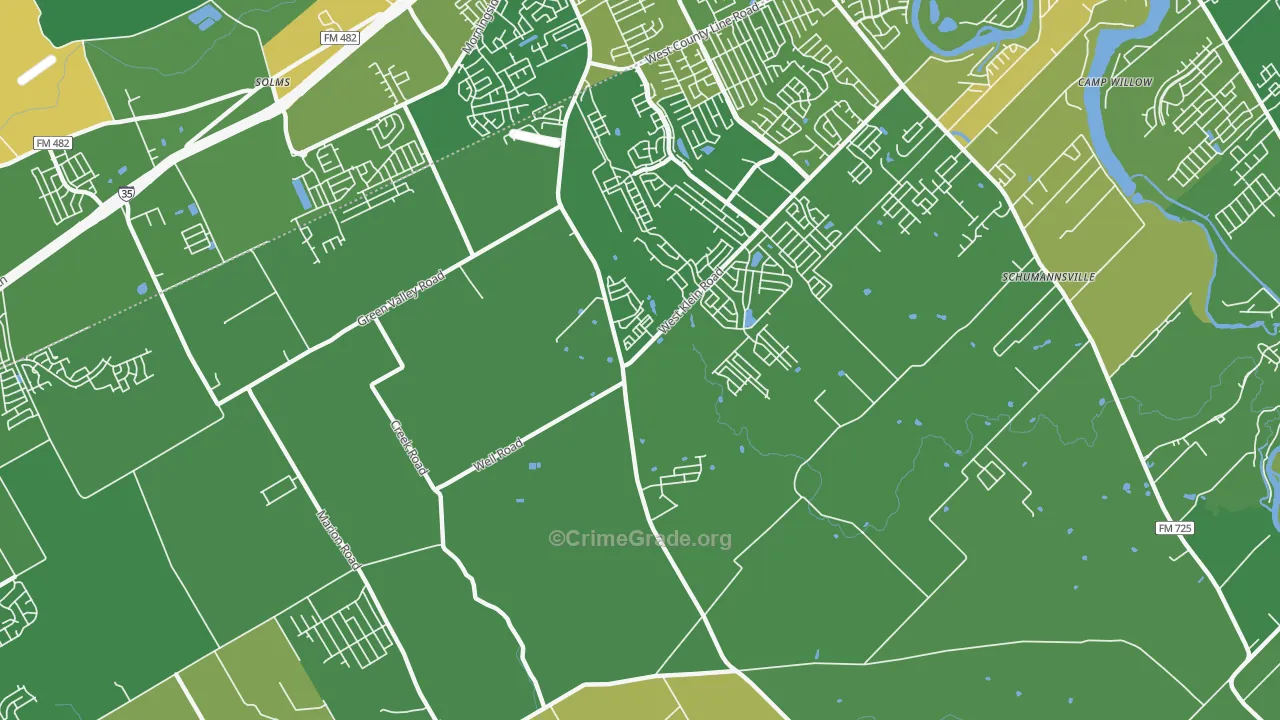Schumannsville, TX Map of Vandalism Rates