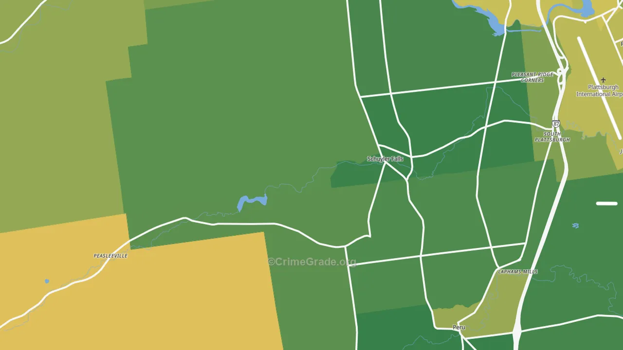 Schuyler Falls, NY Map of Vandalism Rates